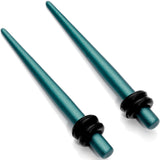 8G Teal Matte Silicone over Stainless Steel Straight Taper Set