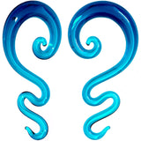 Blue Glass Translucent Zig Zag Spiral Taper Set 6mm to 12mm