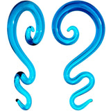 Blue Glass Translucent Zig Zag Spiral Taper Set 6mm to 12mm