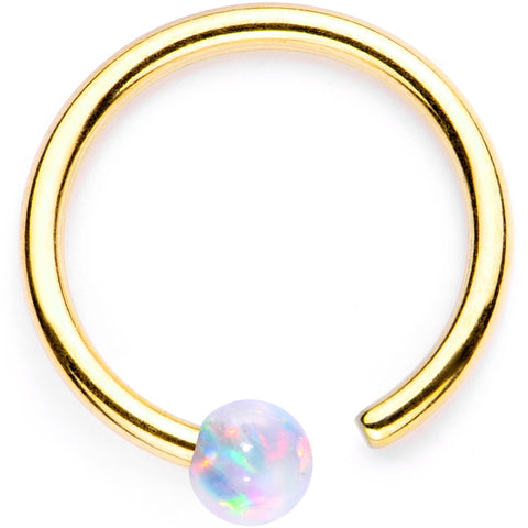 18G White Synthetic Opal Gold PVD Seamless Circular Ring