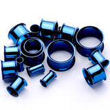 Blue Anodized Steel Double Flare Tunnel Plug Set 4mm to 16mm