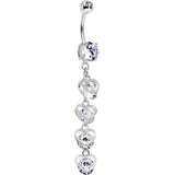 Clear CZ Gem Heart Trap Dangle Belly Ring