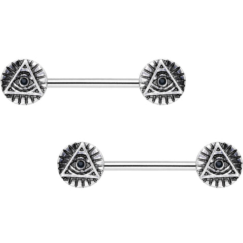 9/16 Eye of the Pyramid Barbell Nipple Ring Set