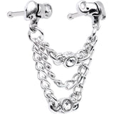 20G 1/4 Clear Gem Elephant Chain Dangle Double Nose Bone