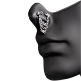 20G 1/4 Clear Gem Elephant Chain Dangle Double Nose Bone