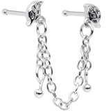 20G 1/4 Autumn Fall Leaves Chain Dangle Double Nose Bone