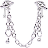 20G 1/4 Autumn Fall Leaves Chain Dangle Double Nose Bone