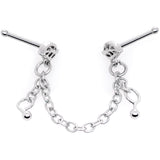 20G 1/4 Autumn Fall Leaves Chain Dangle Double Nose Bone