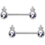 14G Clear CZ Gem Lotus Flower Queen Captive Ring Barbell Nipple Ring Set
