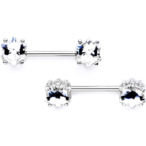 9/16 Clear Gem Supernova Barbell Nipple Ring Set