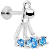 Blue Gem Triplet Fan Dangle Cartilage Tragus Helix Piercing