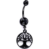 Black Gem Black Anodized Tree of Life Charm Dangle Belly Ring