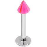 14G 3/8 Pink 3mm Cone Labret Monore