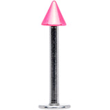 14G 3/8 Pink 3mm Cone Labret Monore