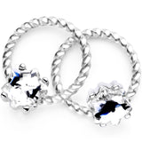 14G 9/16 Clear Gem Supernova So Twisted BCR Captive Ring Set