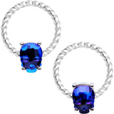 14G Blue Sugar Skull Mask Twisted BCR Captive Nipple Ring Set