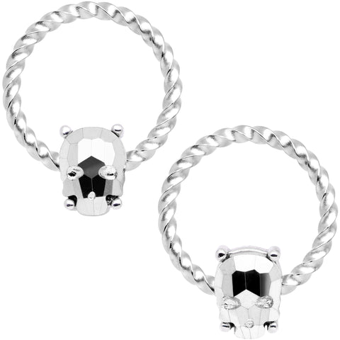14G 9/16 Sugar Skull Mask Twisted BCR Captive Nipple Ring Set