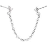 20G 1/4 Daring Dragonfly Chain Dangle Double Nose Bone