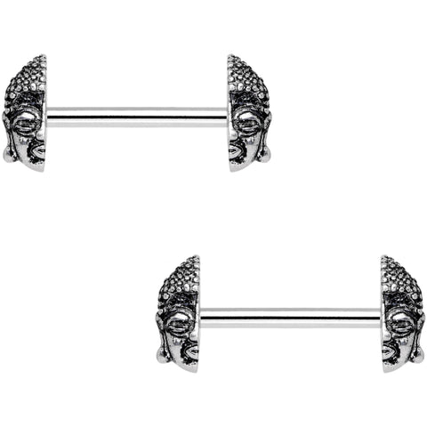 9/16 Meditating Zen Buddha Barbell Nipple Ring Set