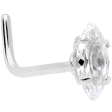 20G 1/4 Clear CZ Gem Ellipse L Shape Nose Ring