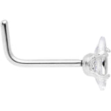 20G 1/4 Clear CZ Gem Ellipse L Shape Nose Ring