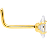 20G 1/4 Clear CZ Gem Gold IP Ellipse L Shape Nose Ring