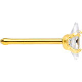20G 1/4 Clear CZ Gem Gold IP Ellipse Nose Bone
