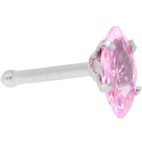 20G 1/4 Pink CZ Gem Ellipse Nose Bone