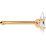 20G 1/4 Clear CZ Gem Rose Gold IP Ellipse Nose Bone
