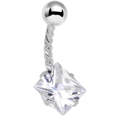 Clear CZ Gem Party Princess Seriously Twisted Belly Ring