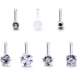 Clear CZ Gem Multi Shape 3mm Nose Bone 7 Pack Set