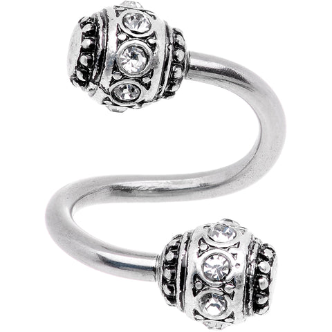 Clear CZ Gem Festival Season Spiral Twister Belly Ring