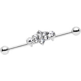 14G Clear Gem Floral Cluster Industrial Barbell 38mm