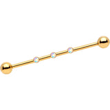 14G Aurora Gem Gold IP Triplet Industrial Barbell 35mm