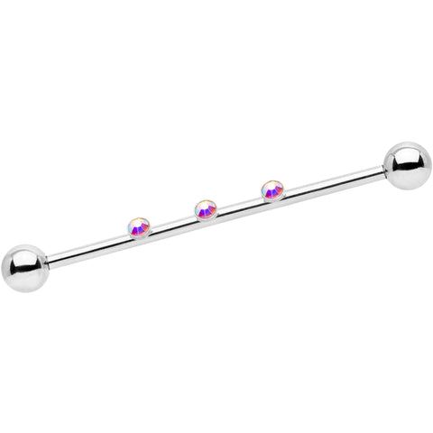 14G Aurora Gem Triplet Industrial Barbell 35mm