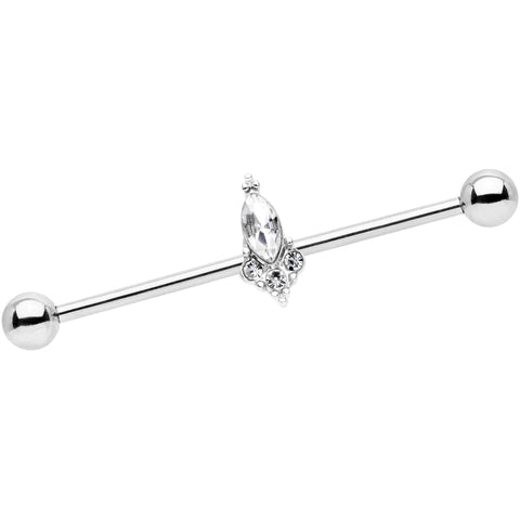 14G Clear Gem Enchant Industrial Barbell 35mm