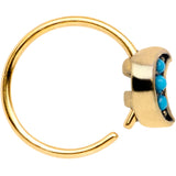 20G 5/16 Blue Orb Gold Tone Crescent Moon Seamless Circular Ring