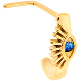 20G Blue Gem Gold Tone Wide Eye Faux Hoop L Shaped Nose Ring