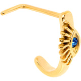 20G Blue Gem Gold Tone Wide Eye Faux Hoop L Shaped Nose Ring