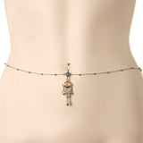 Aqua Gem Dancing Queen Chandelier Dangle Belly Ring Belly Chain