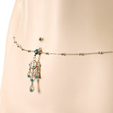 Aqua Gem Dancing Queen Chandelier Dangle Belly Ring Belly Chain