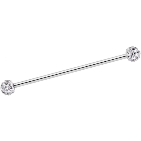14G Clear Gem Cluster End Straight Industrial Barbell 38mm