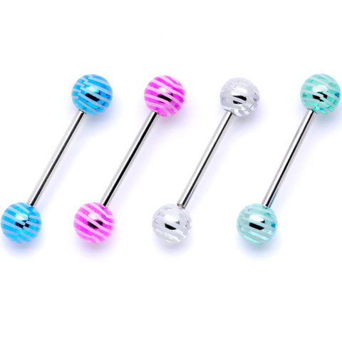 Bright Stripes Party Barbell Tongue Ring Set of 4