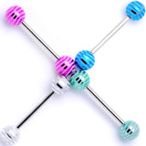 Bright Stripes Party Barbell Tongue Ring Set of 4