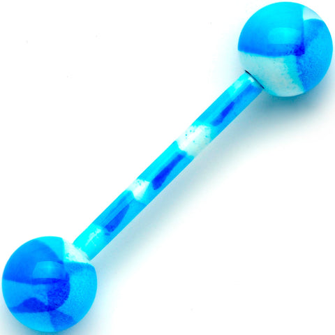 14G 5/8 Blue Camouflage Straight Barbell Tongue Ring