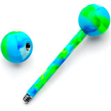 14G 5/8 Blue Green Camouflage Straight Barbell Tongue Ring