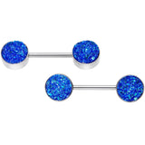 14G 9/16 Blue Synthetic Druzy Bodacious Barbell Nipple Ring Set