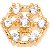 14G Clear Gem Gold Tone Externally Threaded Dermal Anchor Top