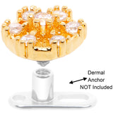 14G Clear Gem Gold Tone Externally Threaded Dermal Anchor Top
