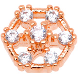 14G Clear Gem Rose Flower Tone Externally Threaded Dermal Anchor Top